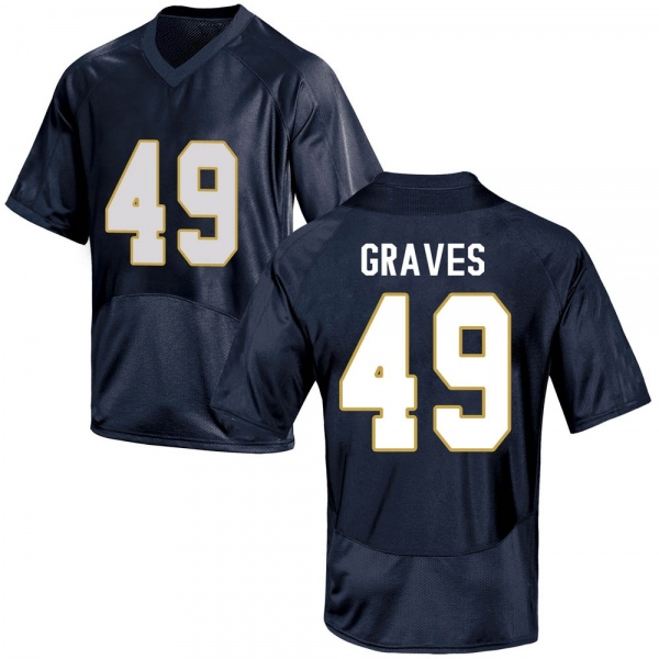 Mike Graves Notre Dame Fighting Irish NCAA Men's #49 Navy Blue Replica College Stitched Football Jersey ZCL7455QV